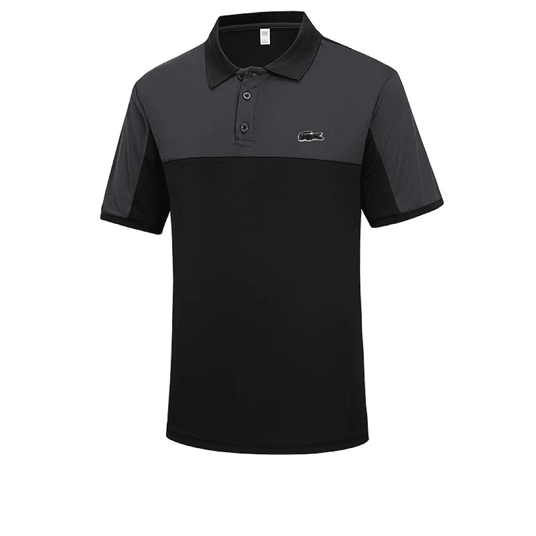 Polo Lacoste bicolore noir & gris anthracite