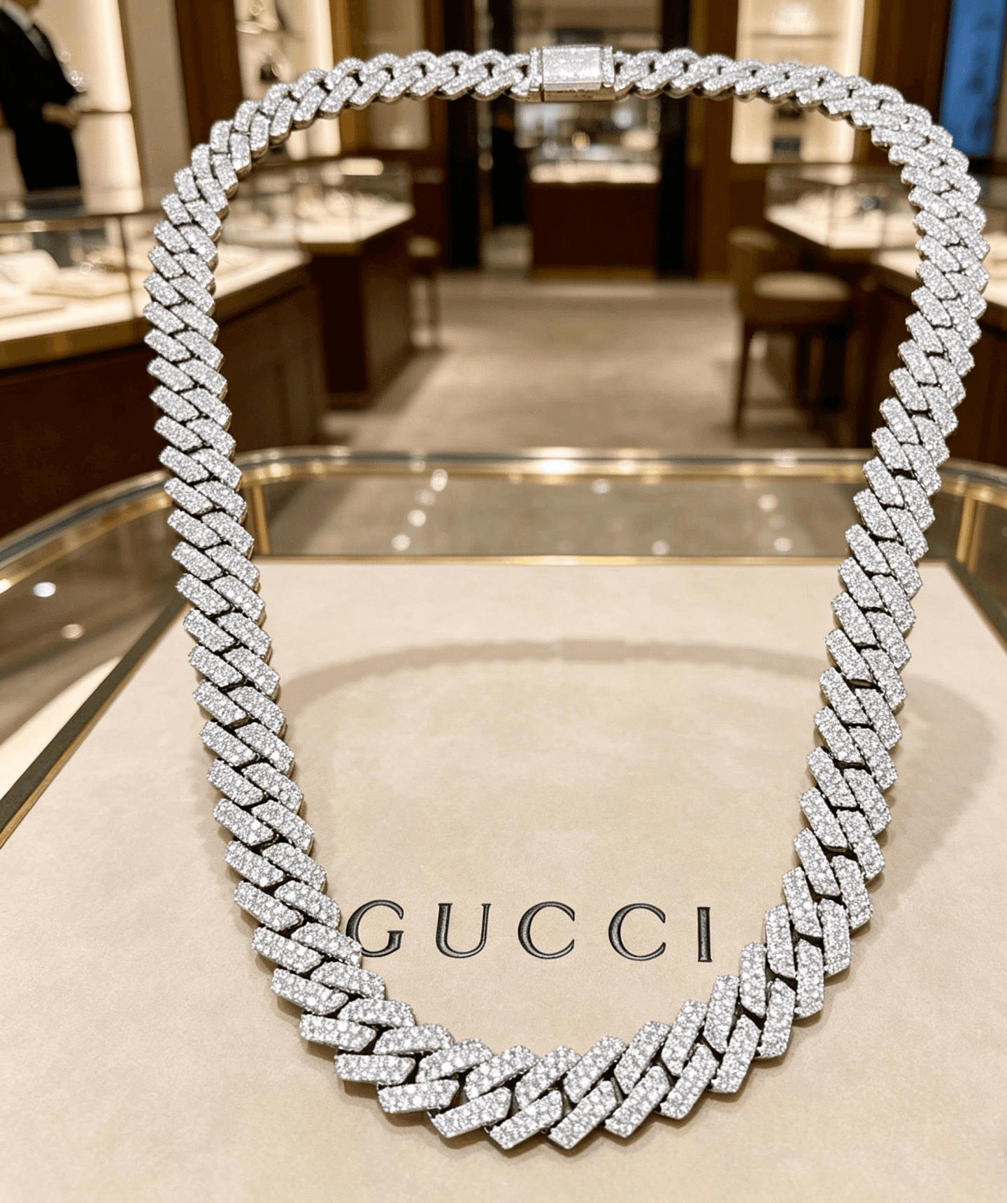 Chaîne Gucci Cuban Link Pavée de Cristaux